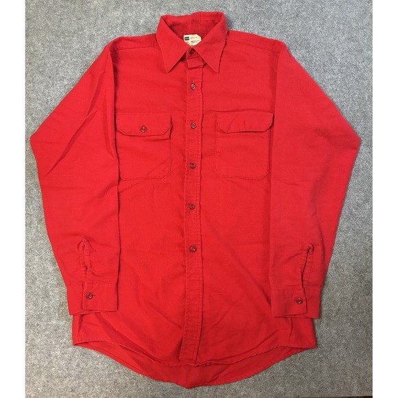 Sears Other - Vtg 70s Sears Roebuck Perma Prest Red Flannel Work Shirt Utility Mens L USA Made